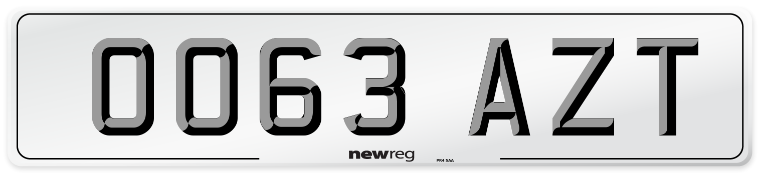 OO63 AZT Number Plate from New Reg